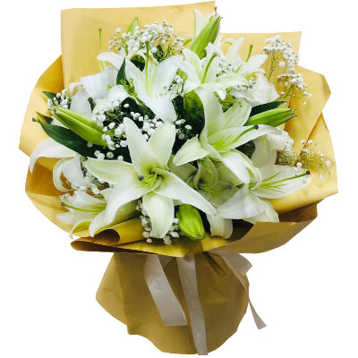 株洲6支白色多头百合，感受这美好幸福